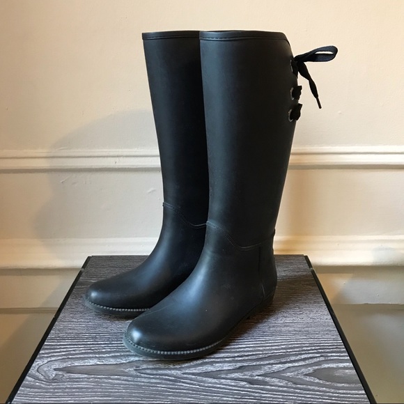 Target Shoes - Target Black Lace-Up Rain Boots